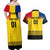 Custom Romania Rugby Couples Matching Off Shoulder Maxi Dress and Hawaiian Shirt Stejarii Go 2023 World Cup - Wonder Print Shop