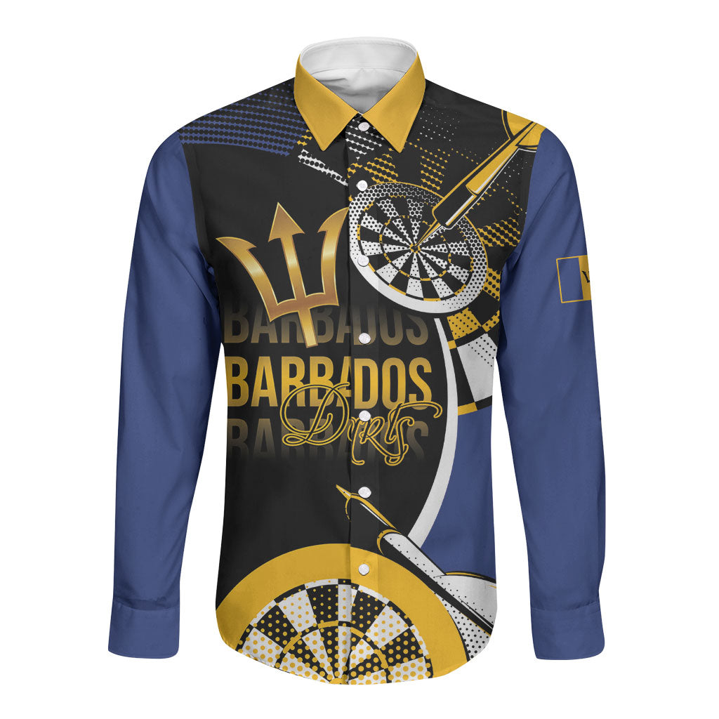 Personalized Barbados Darts Long Sleeve Button Shirt Tridents Sporty Stylized