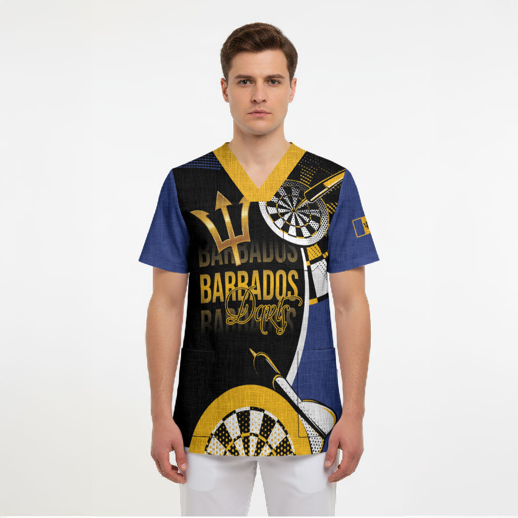 Personalized Barbados Darts Scrub Top Tridents Sporty Stylized