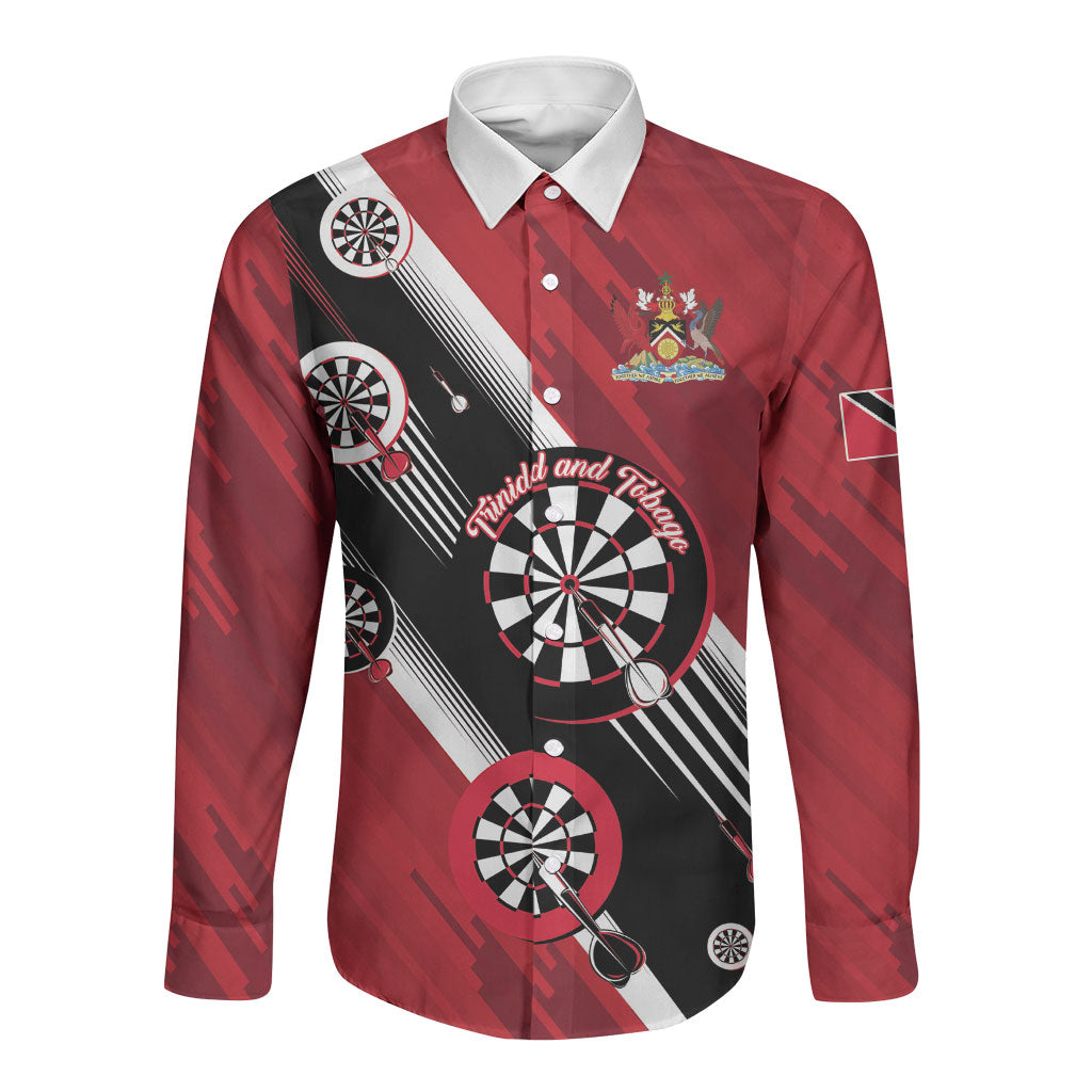 Personalized Trinidad and Tobago Darts Long Sleeve Button Shirt Sporty Stylized
