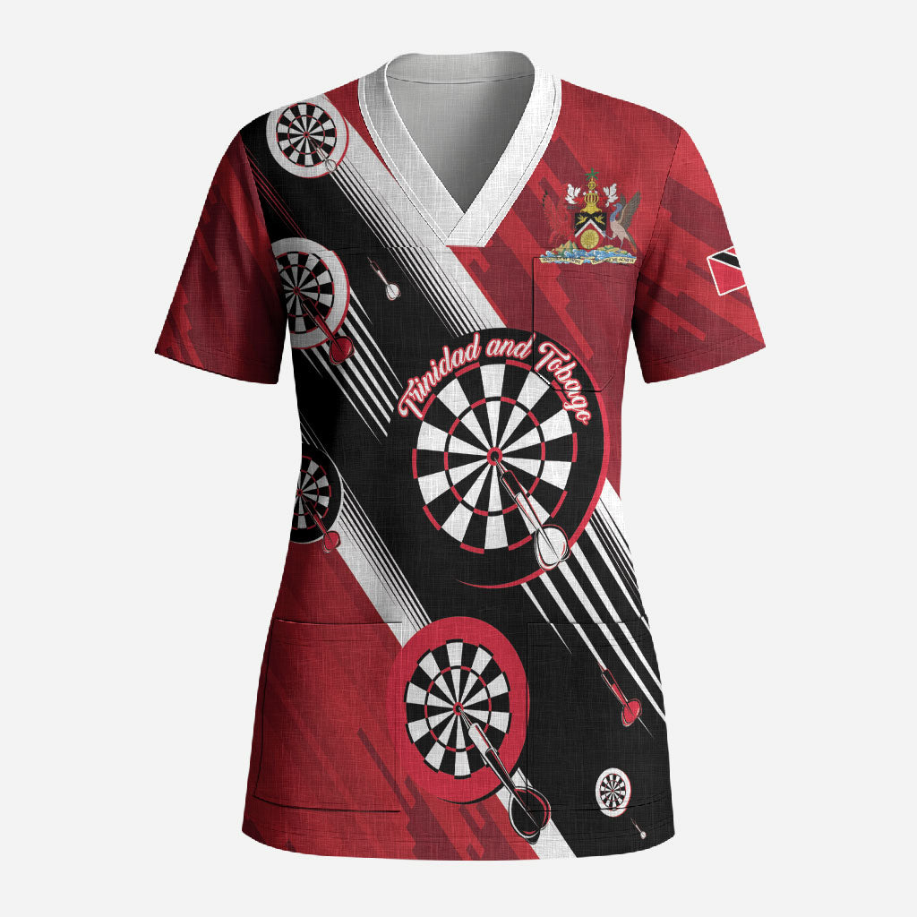 Personalized Trinidad and Tobago Darts Scrub Top Sporty Stylized