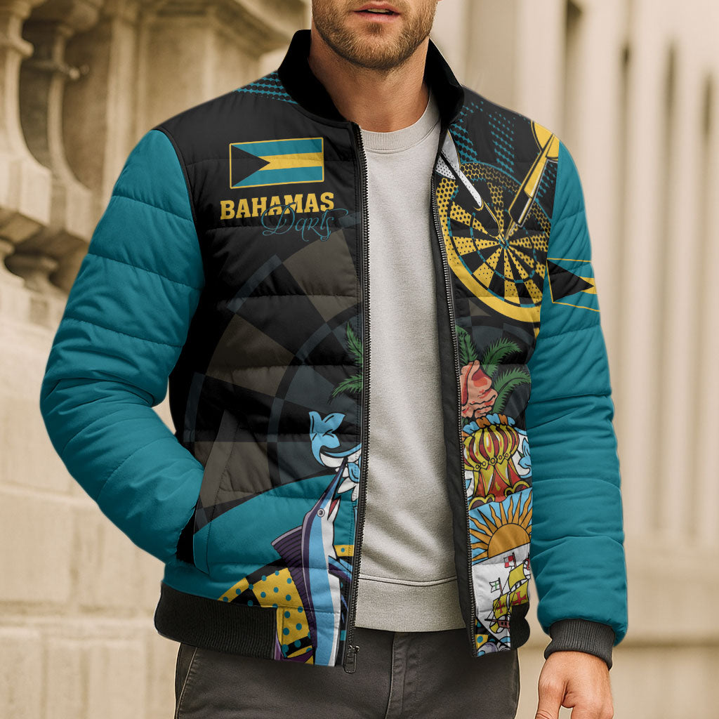 Personalized Bahamas Darts Bomber Puffer Jacket Sporty Stylized