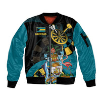 Personalized Bahamas Darts Sleeve Zip Bomber Jacket Sporty Stylized