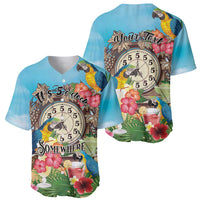 Personalized It's 5 o'clock Somewhere Baseball Jersey Hawaiian Tropical Parrots - Wonder Print Shop