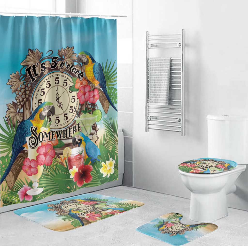 It's 5 o'clock Somewhere Bathroom Set Hawaiian Tropical Parrots - Wonder Print Shop