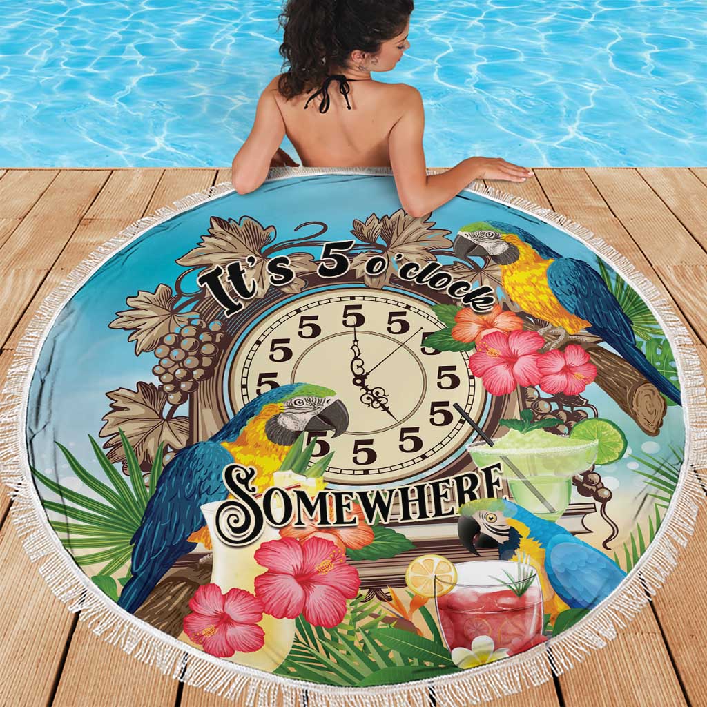 It's 5 o'clock Somewhere Beach Blanket Hawaiian Tropical Parrots - Wonder Print Shop