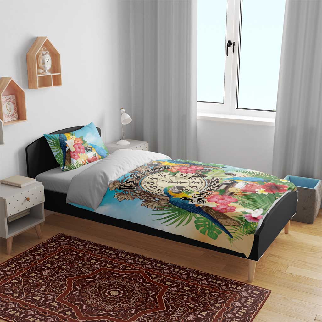 It's 5 o'clock Somewhere Bedding Set Hawaiian Tropical Parrots - Wonder Print Shop