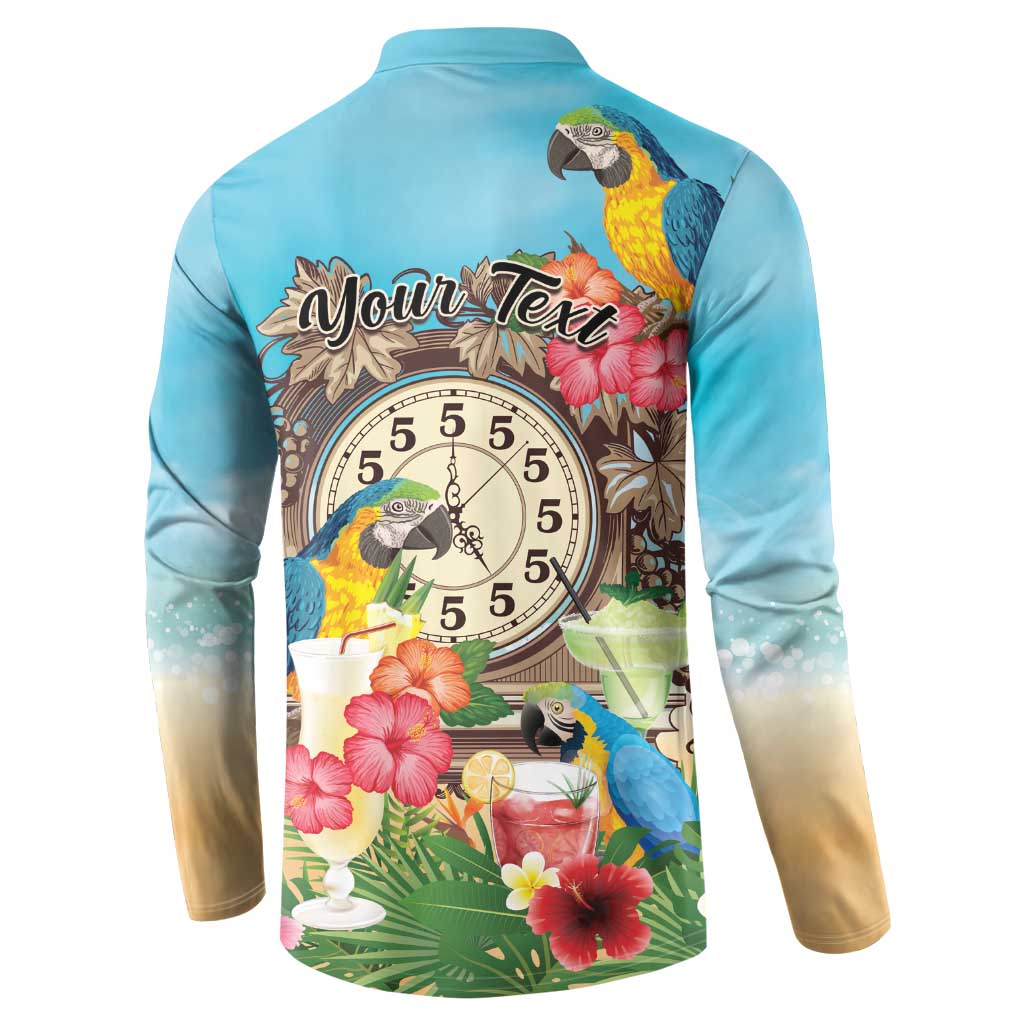 Personalized It's 5 o'clock Somewhere Button Sweatshirt Hawaiian Tropical Parrots - Wonder Print Shop