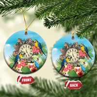 It's 5 o'clock Somewhere Ceramic Ornament Hawaiian Tropical Parrots - Wonder Print Shop