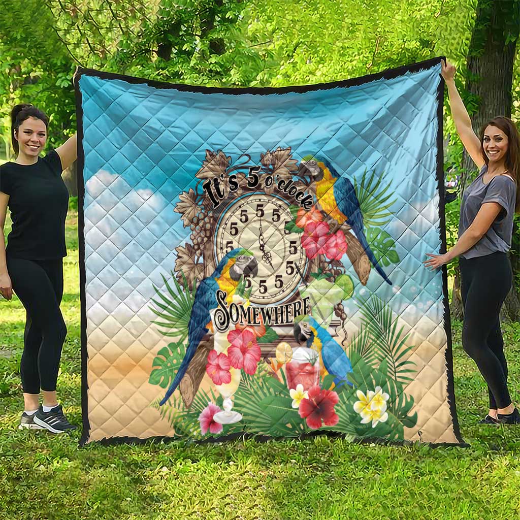 It's 5 o'clock Somewhere Quilt Hawaiian Tropical Parrots - Wonder Print Shop