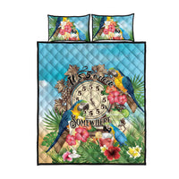 It's 5 o'clock Somewhere Quilt Bed Set Hawaiian Tropical Parrots - Wonder Print Shop