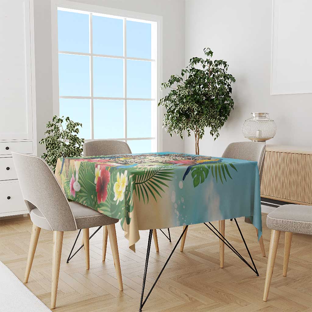 It's 5 o'clock Somewhere Tablecloth Hawaiian Tropical Parrots - Wonder Print Shop