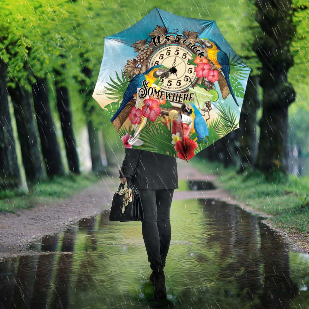 It's 5 o'clock Somewhere Umbrella Hawaiian Tropical Parrots - Wonder Print Shop