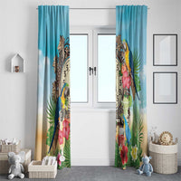 It's 5 o'clock Somewhere Window Curtain Hawaiian Tropical Parrots - Wonder Print Shop