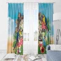 It's 5 o'clock Somewhere Window Curtain Hawaiian Tropical Parrots - Wonder Print Shop