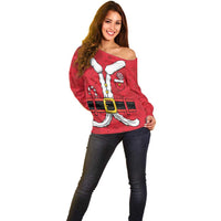 Personalized Santa Costume Off Shoulder Sweater Funny Christmas - Wonder Print Shop