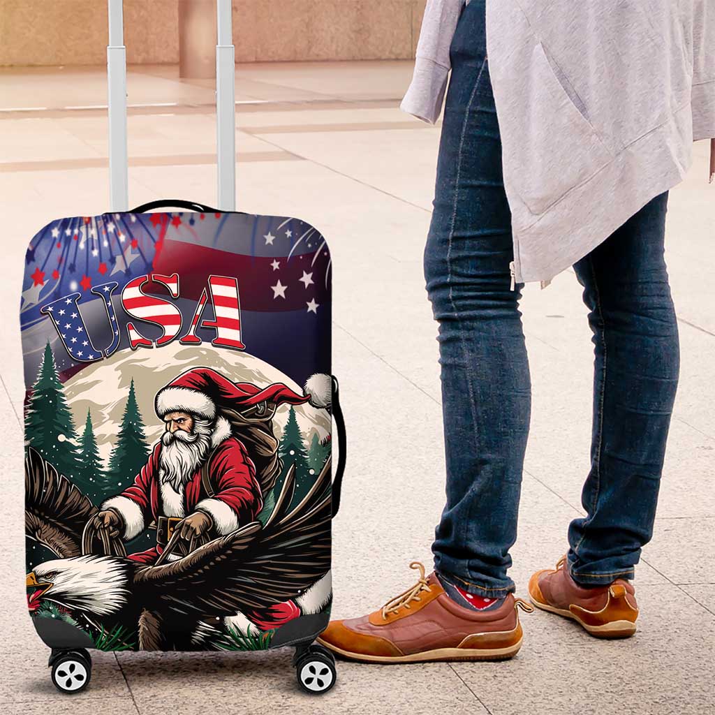 USA Christmas Luggage Cover Santa Claus With Eagle