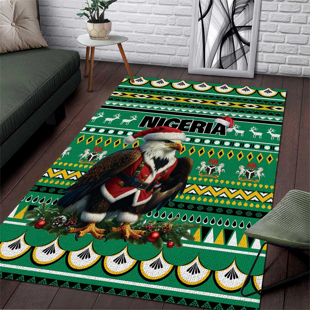 Nigeria Christmas Area Rug Eagle Santa African Pattern