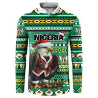 Green Christmas sweatshirt with Nigeria print and eagle-Santa graphic, tribal pattern