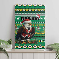 Green canvas wall art with Nigeria banner, bald eagle Santa and festive ornaments