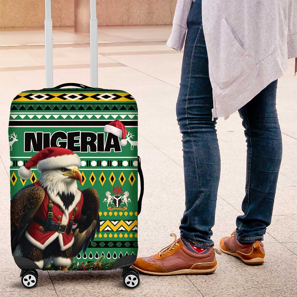 Nigeria Christmas Luggage Cover Eagle Santa African Pattern