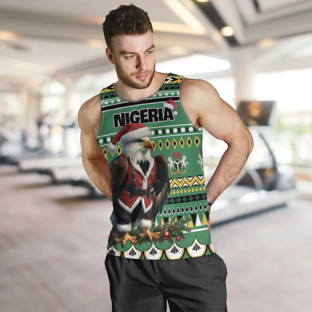 Nigeria Christmas Men Tank Top Eagle Santa African Pattern - Wonder Print Shop