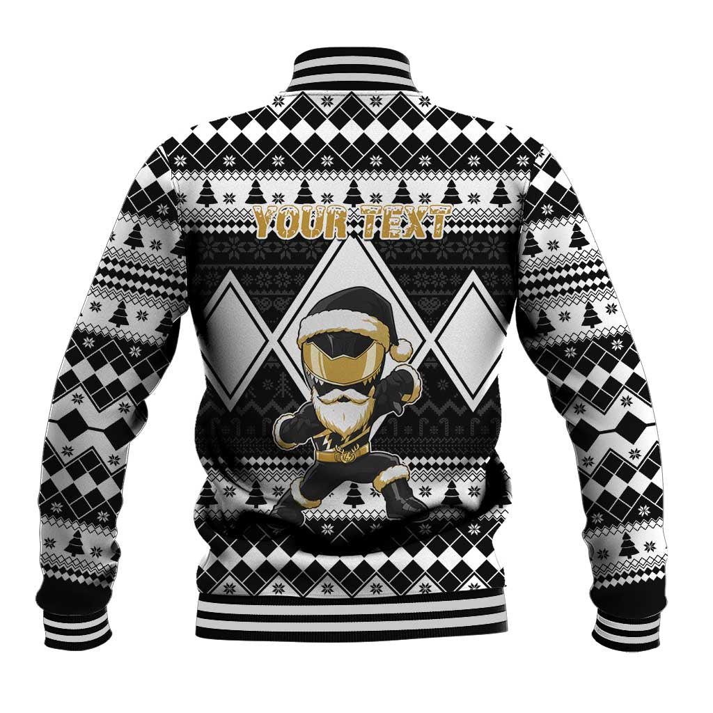 Personalized Power Black Ranger Santa Claus Baseball Jacket Funny Christmas - Wonder Print Shop
