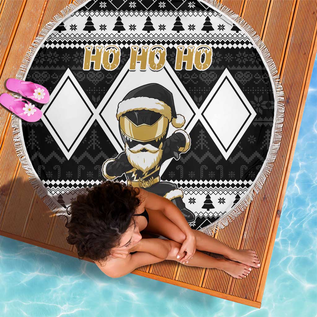 Power Black Ranger Santa Claus Beach Blanket Funny Christmas - Wonder Print Shop