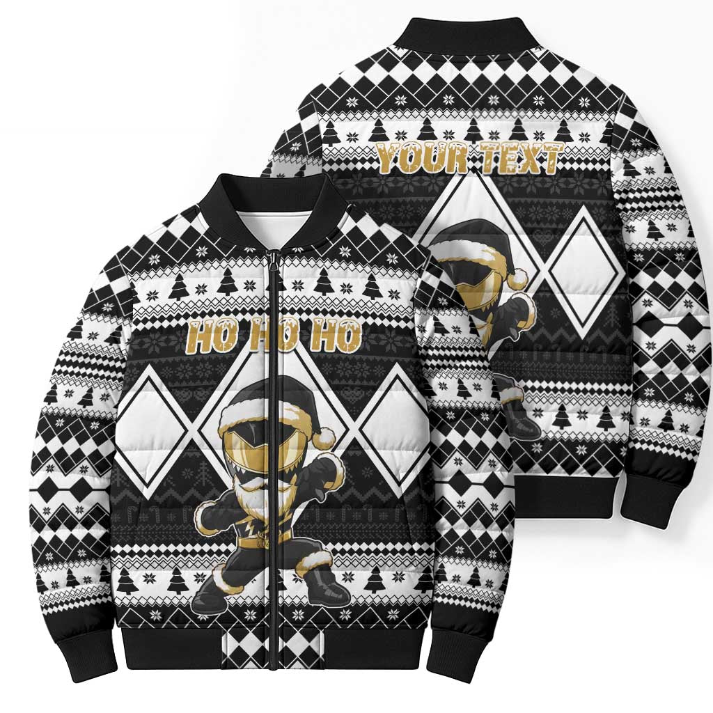 Personalized Power Black Ranger Santa Claus Bomber Puffer Jacket Funny Christmas - Wonder Print Shop