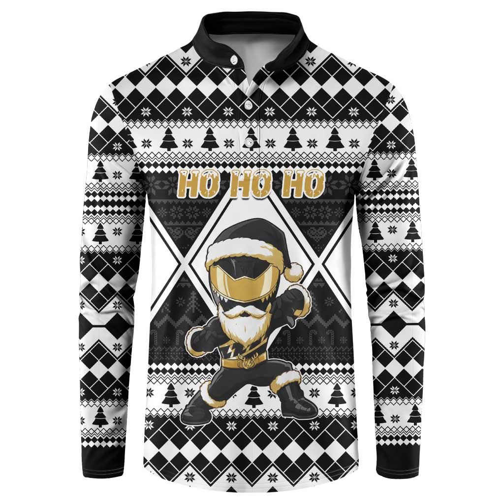 Personalized Power Black Ranger Santa Claus Button Sweatshirt Funny Christmas - Wonder Print Shop