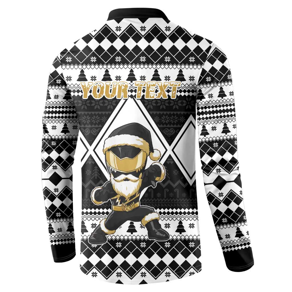 Personalized Power Black Ranger Santa Claus Button Sweatshirt Funny Christmas - Wonder Print Shop