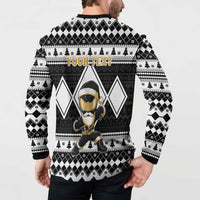 Personalized Power Black Ranger Santa Claus Button Sweatshirt Funny Christmas - Wonder Print Shop