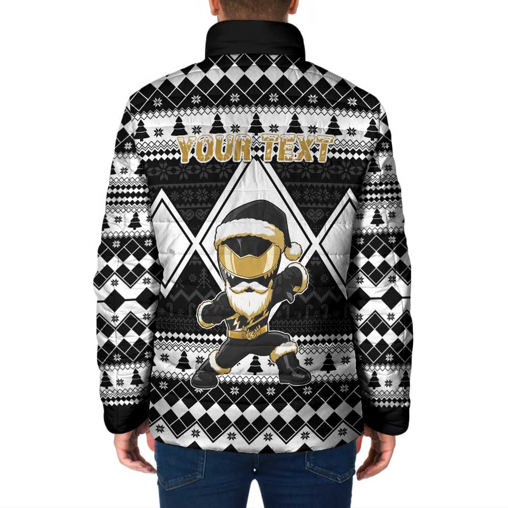 Personalized Power Black Ranger Santa Claus Padded Jacket Funny Christmas - Wonder Print Shop
