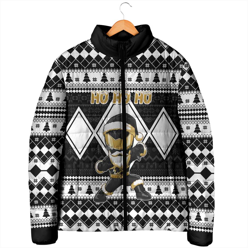 Personalized Power Black Ranger Santa Claus Padded Jacket Funny Christmas - Wonder Print Shop