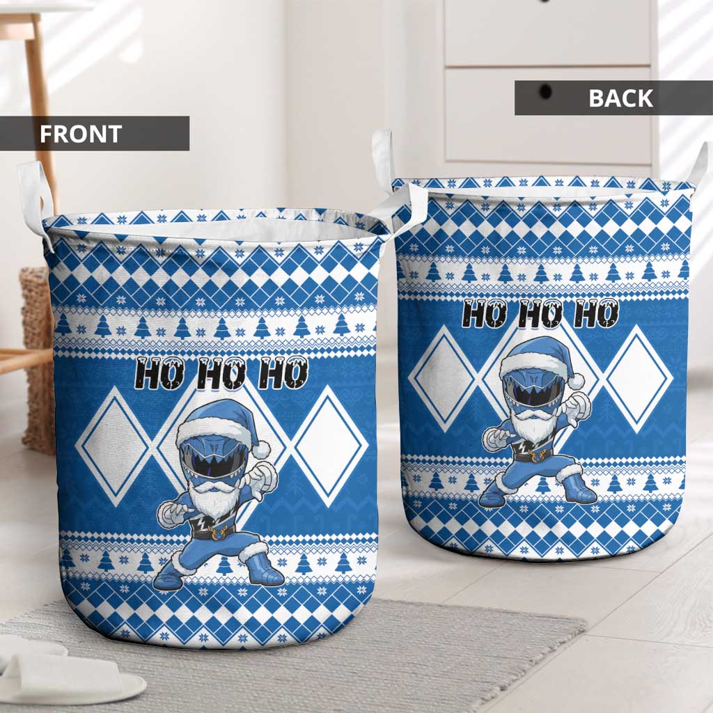 Power Blue Ranger Santa Claus Laundry Basket Funny Christmas - Wonder Print Shop