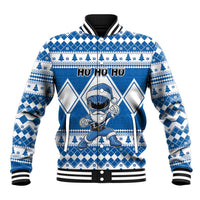 Personalized Power Blue Ranger Santa Claus Baseball Jacket Funny Christmas - Wonder Print Shop