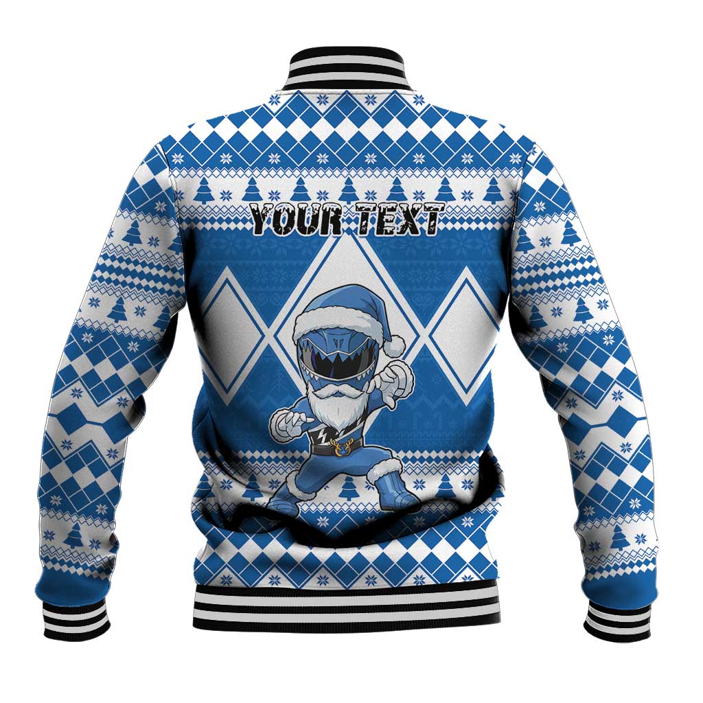 Personalized Power Blue Ranger Santa Claus Baseball Jacket Funny Christmas - Wonder Print Shop