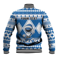 Personalized Power Blue Ranger Santa Claus Baseball Jacket Funny Christmas - Wonder Print Shop