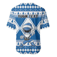 Personalized Power Blue Ranger Santa Claus Baseball Jersey Funny Christmas - Wonder Print Shop