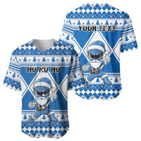 Personalized Power Blue Ranger Santa Claus Baseball Jersey Funny Christmas - Wonder Print Shop