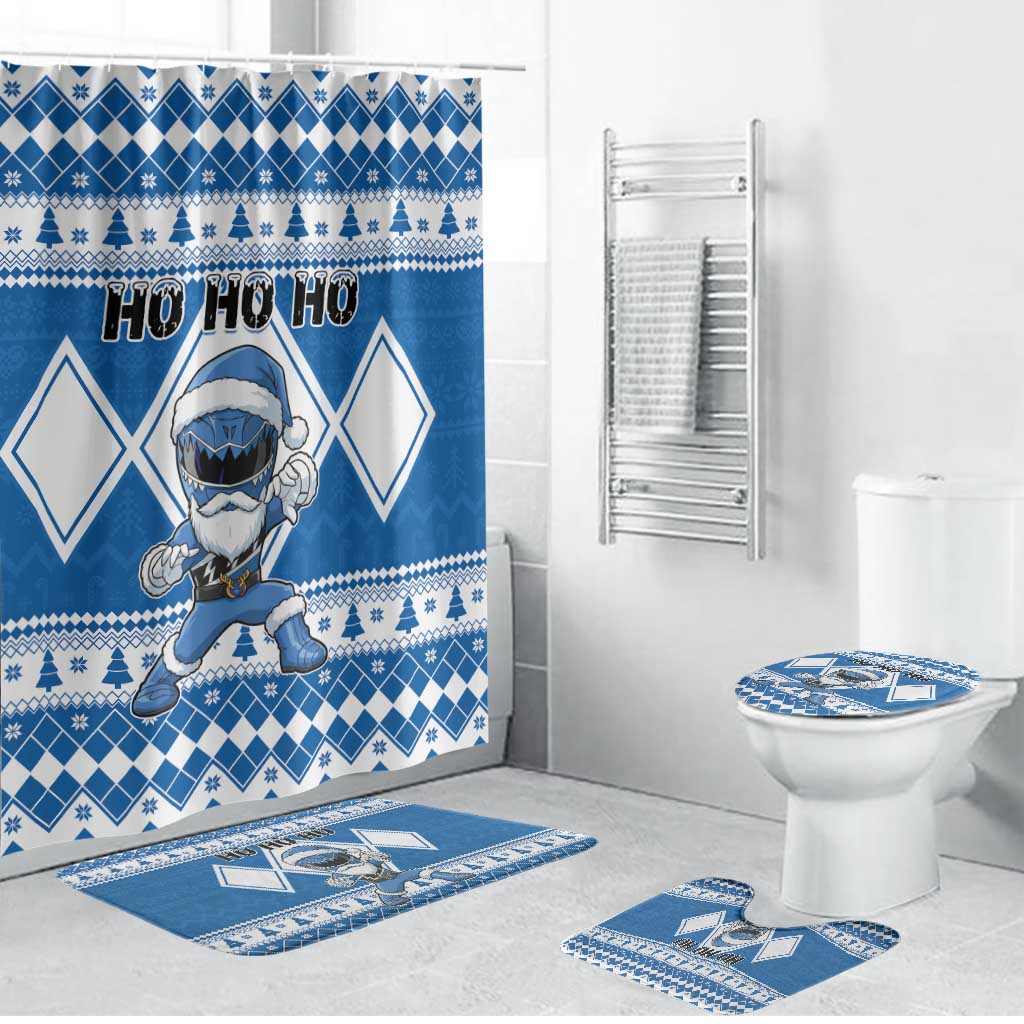 Power Blue Ranger Santa Claus Bathroom Set Funny Christmas - Wonder Print Shop