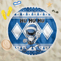 Power Blue Ranger Santa Claus Beach Blanket Funny Christmas - Wonder Print Shop