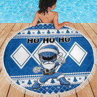 Power Blue Ranger Santa Claus Beach Blanket Funny Christmas - Wonder Print Shop