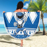 Power Blue Ranger Santa Claus Beach Blanket Funny Christmas - Wonder Print Shop