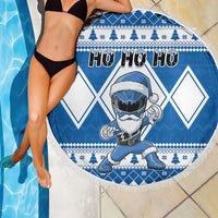 Power Blue Ranger Santa Claus Beach Blanket Funny Christmas - Wonder Print Shop