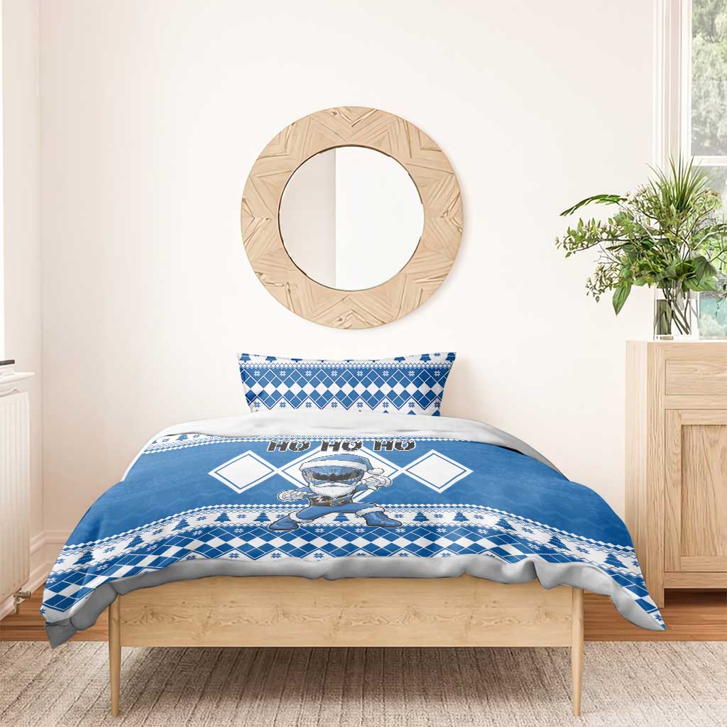 Power Blue Ranger Santa Claus Bedding Set Funny Christmas - Wonder Print Shop