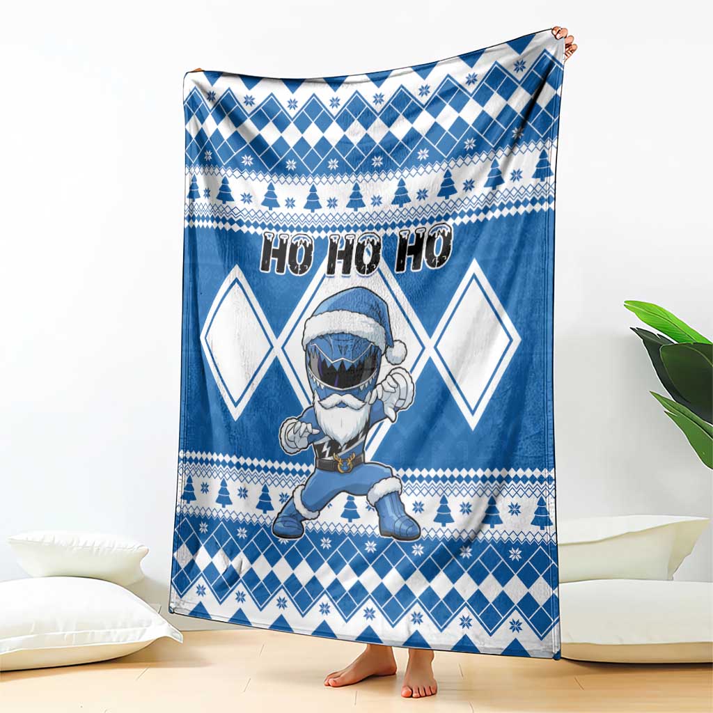 Power Blue Ranger Santa Claus Blanket Funny Christmas - Wonder Print Shop