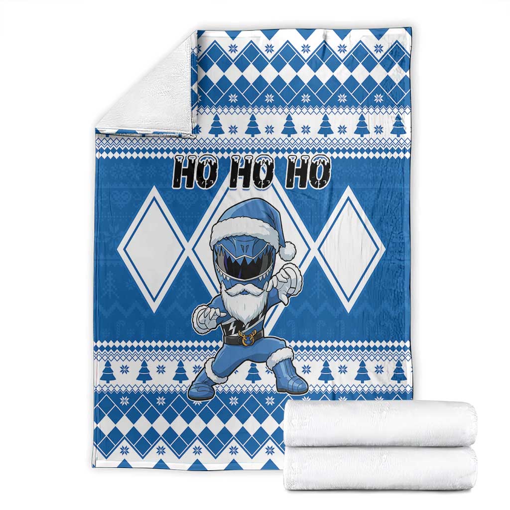 Power Blue Ranger Santa Claus Blanket Funny Christmas - Wonder Print Shop