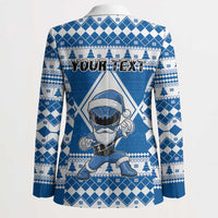 Personalized Power Blue Ranger Santa Claus Blazer Funny Christmas - Wonder Print Shop
