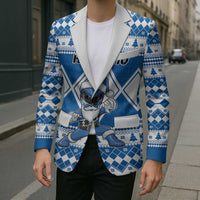 Personalized Power Blue Ranger Santa Claus Blazer Funny Christmas - Wonder Print Shop